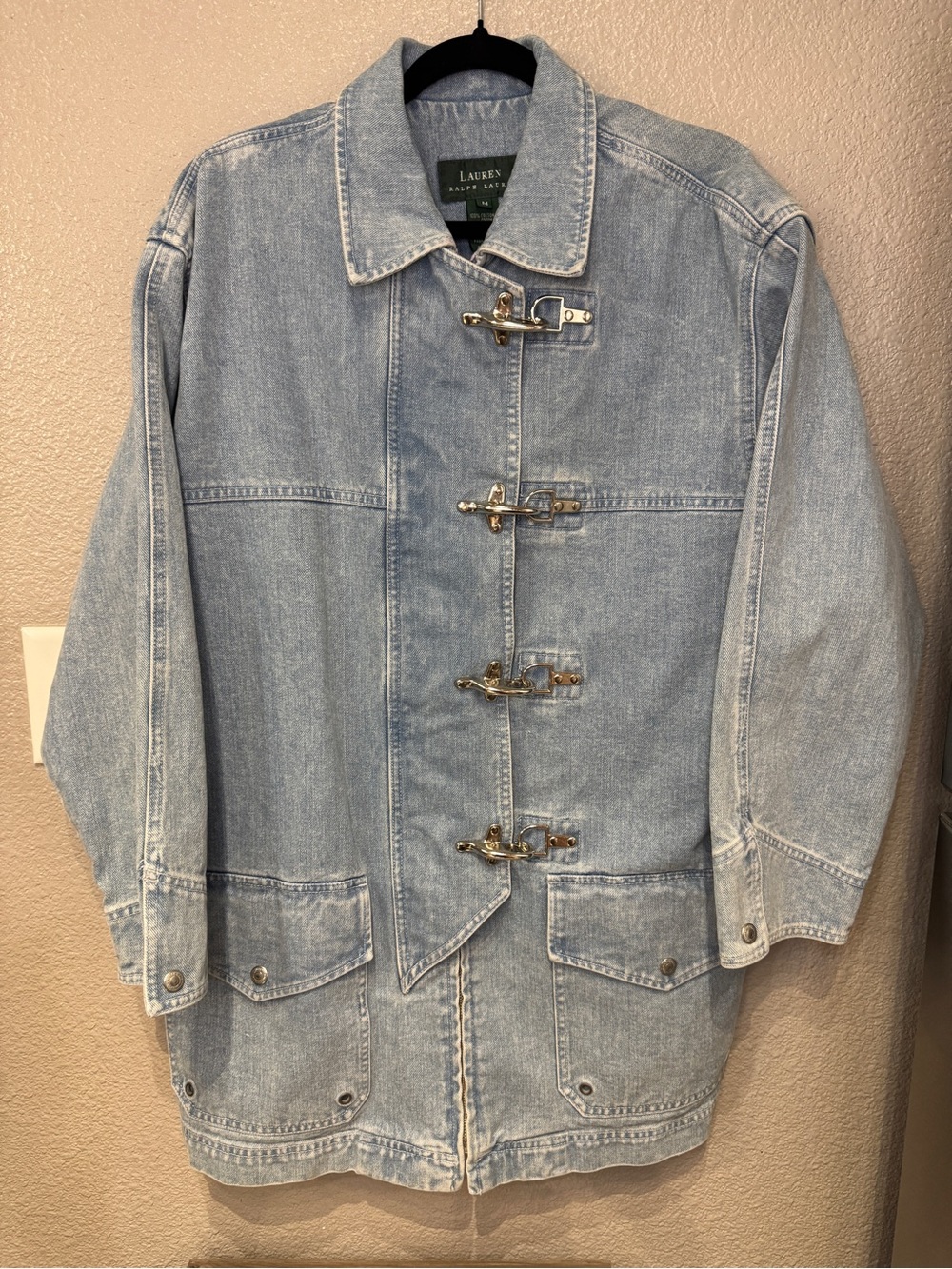 Vintage Lauren Ralph Lauren Denim Fireman Chore Jacket Lobster Clasp M